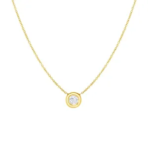 Tiny Treasures 18K Yellow Gold Single Diamond Bezel Necklace