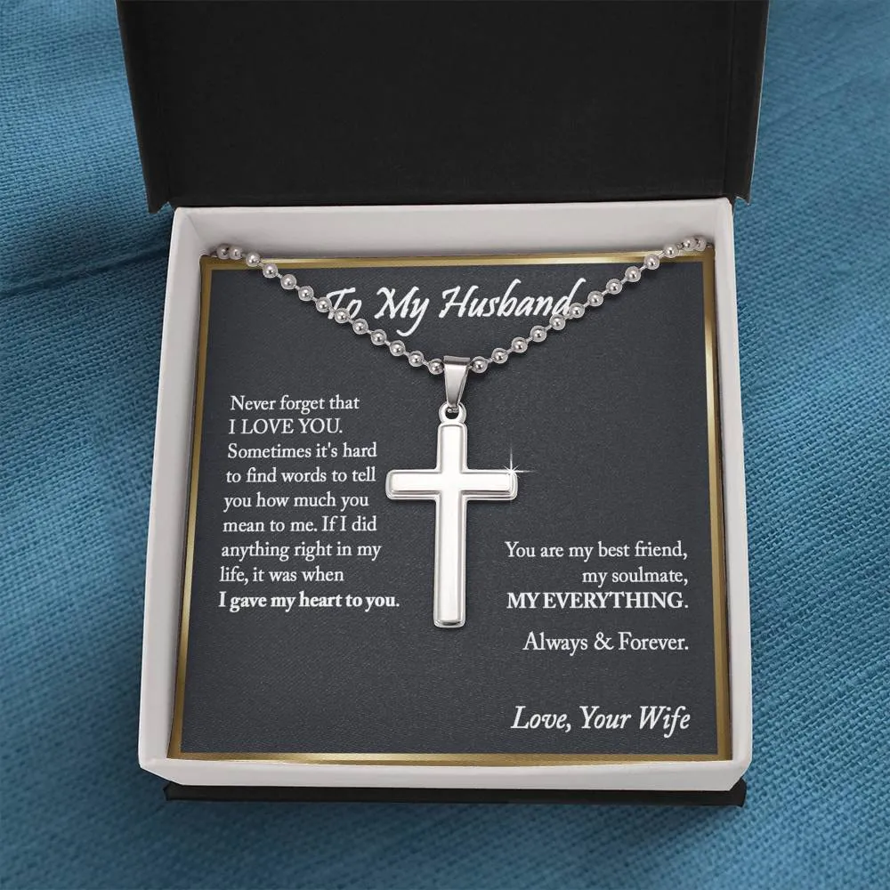 To My Husband Cross Pendant - Ball Chain