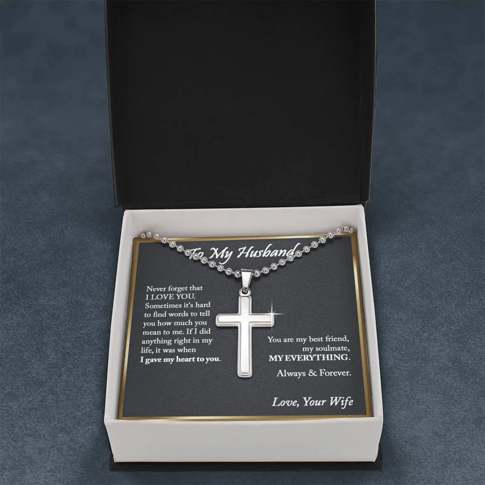 To My Husband Cross Pendant - Ball Chain