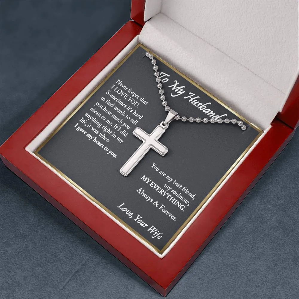 To My Husband Cross Pendant - Ball Chain