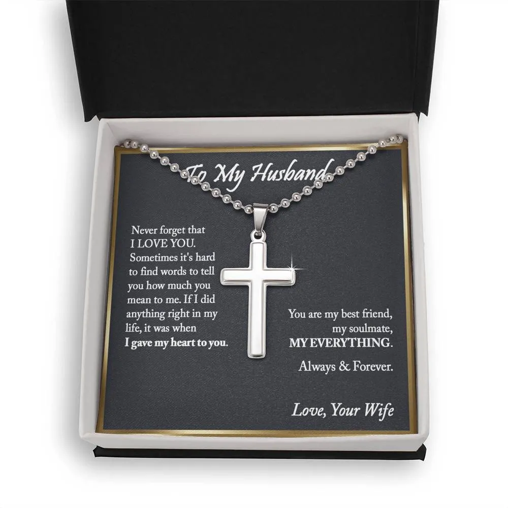 To My Husband Cross Pendant - Ball Chain