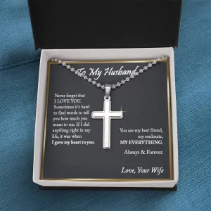 To My Husband Cross Pendant - Ball Chain