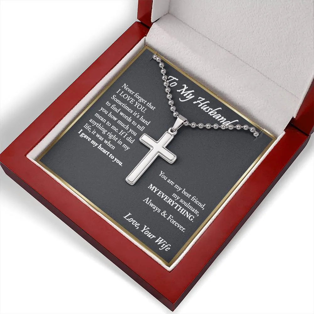 To My Husband Cross Pendant - Ball Chain