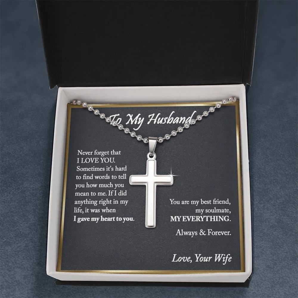 To My Husband Cross Pendant - Ball Chain