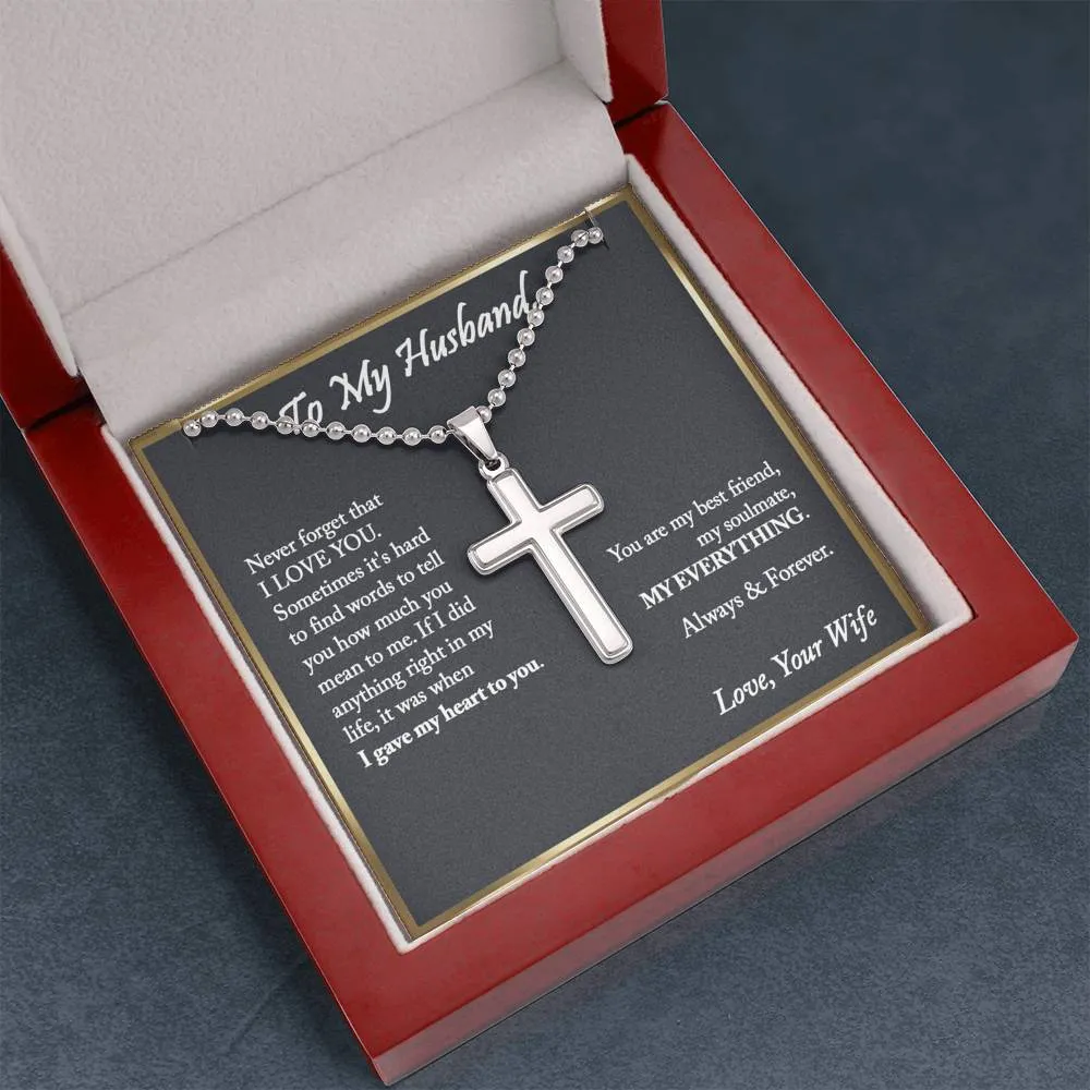 To My Husband Cross Pendant - Ball Chain