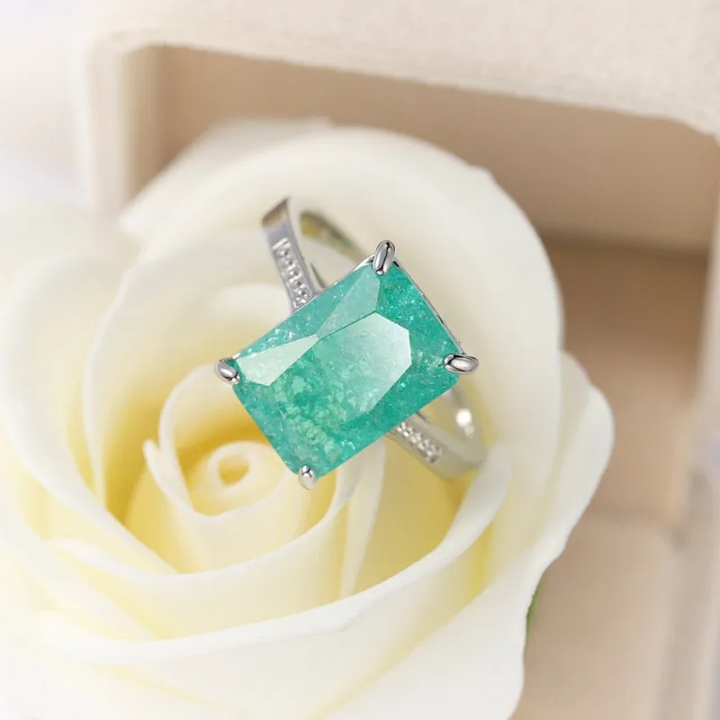 Tourmaline Gemstone Engagement Ring Silver 925 For Women Jewelry