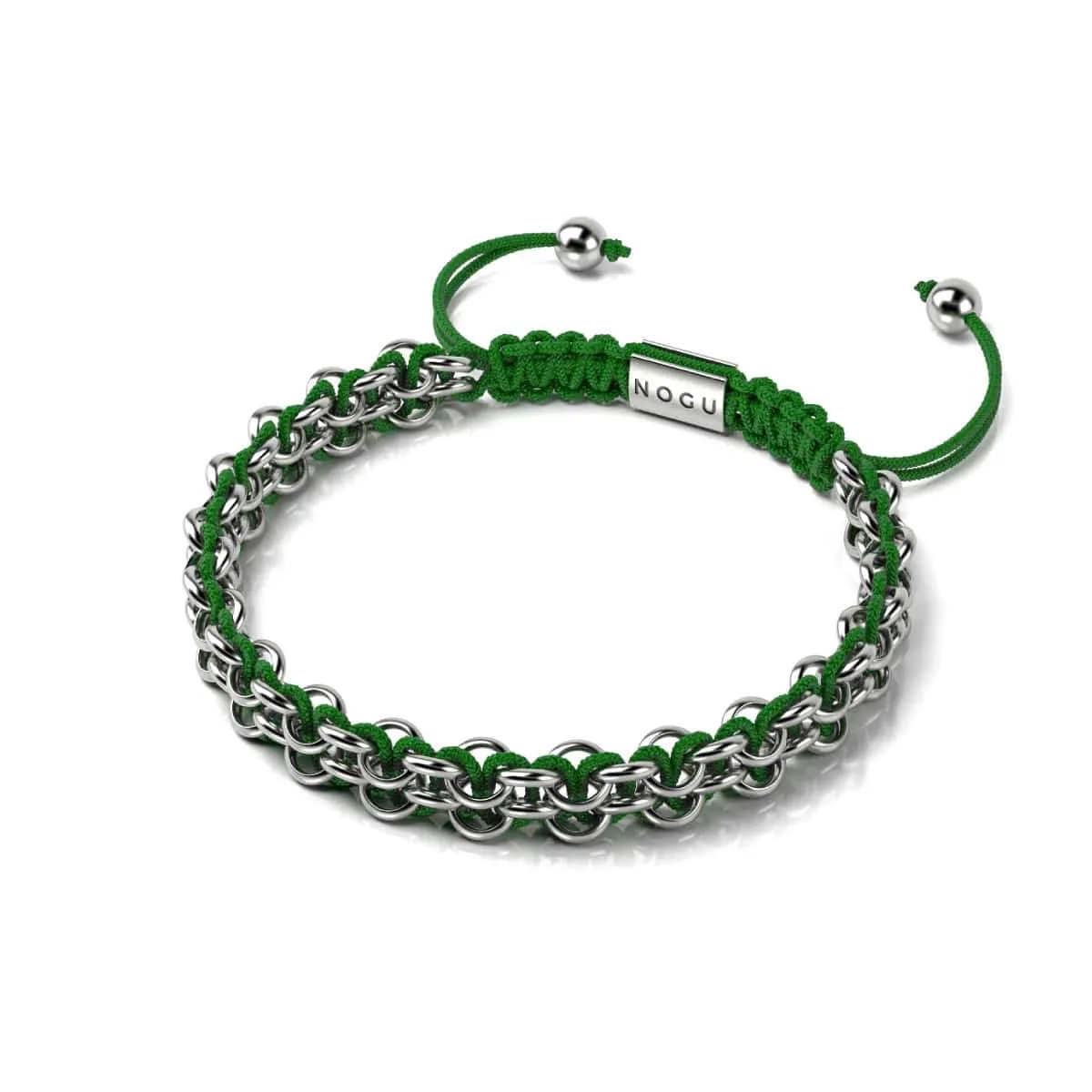 Tree Frog Links | Mini Kismet Bracelet | Green x Silver