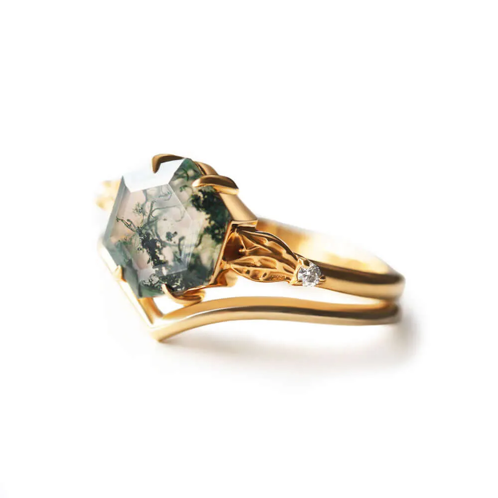 Trendolla 18K Gold Mystical Moss Elegance Ring Set
