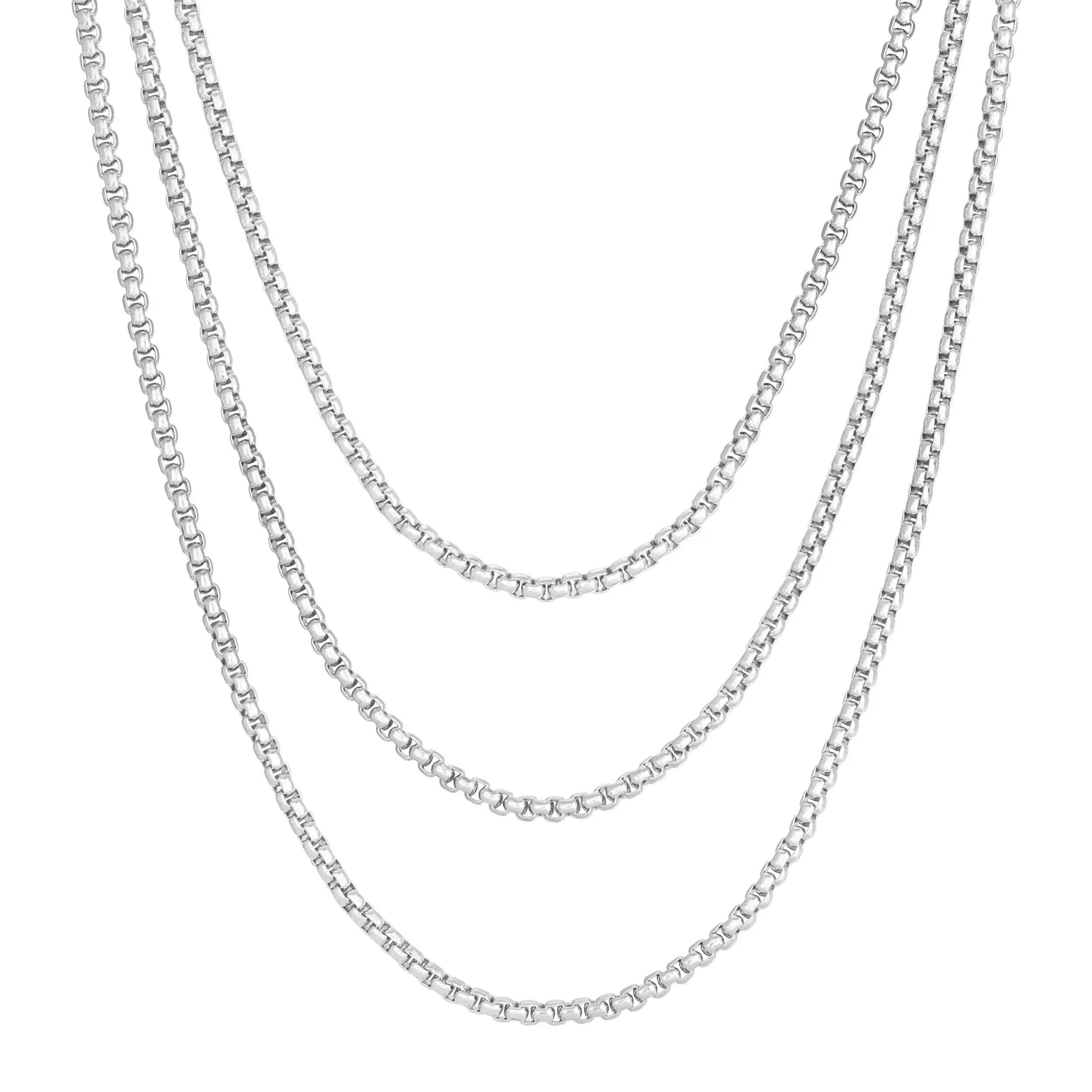 Triple Layer Thin Luciana Box Chain Necklace