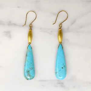 Tropical Turquoise & 18k Gold Bead Earrings by brunet