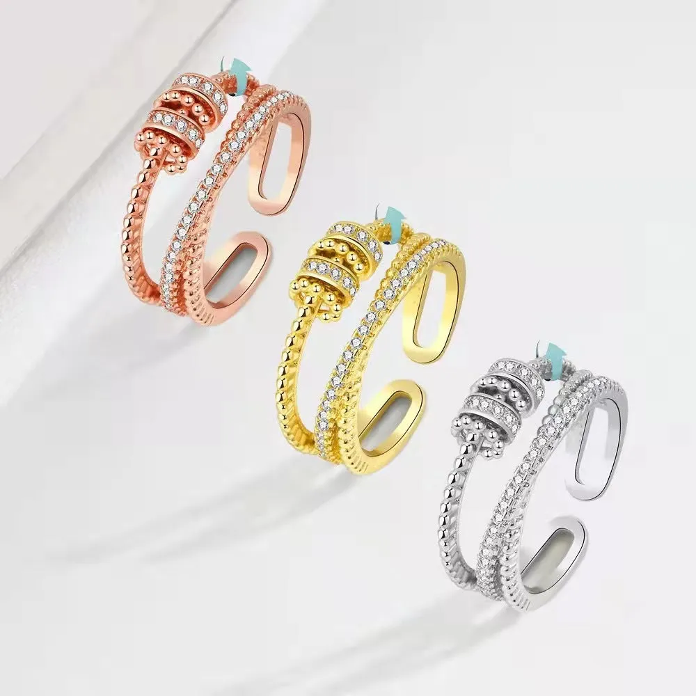 Turnable Anxiety Rings With Bead Relieve Stress Rings