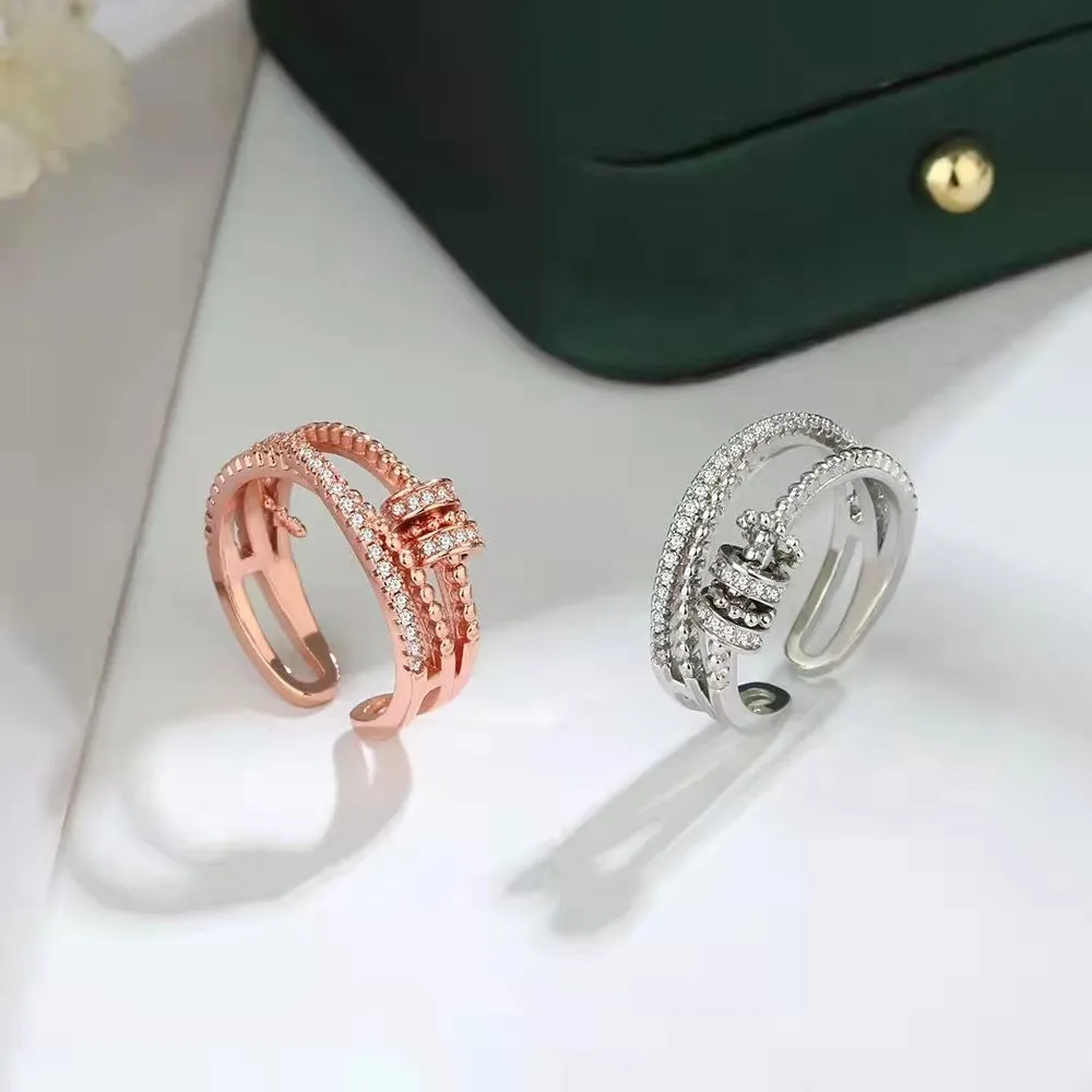 Turnable Anxiety Rings With Bead Relieve Stress Rings