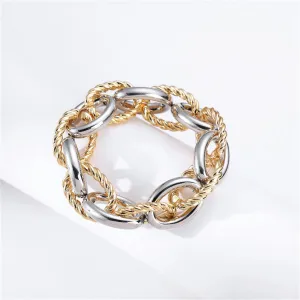 Two-Tone Interlocked Twine Oval Chain Bracelet