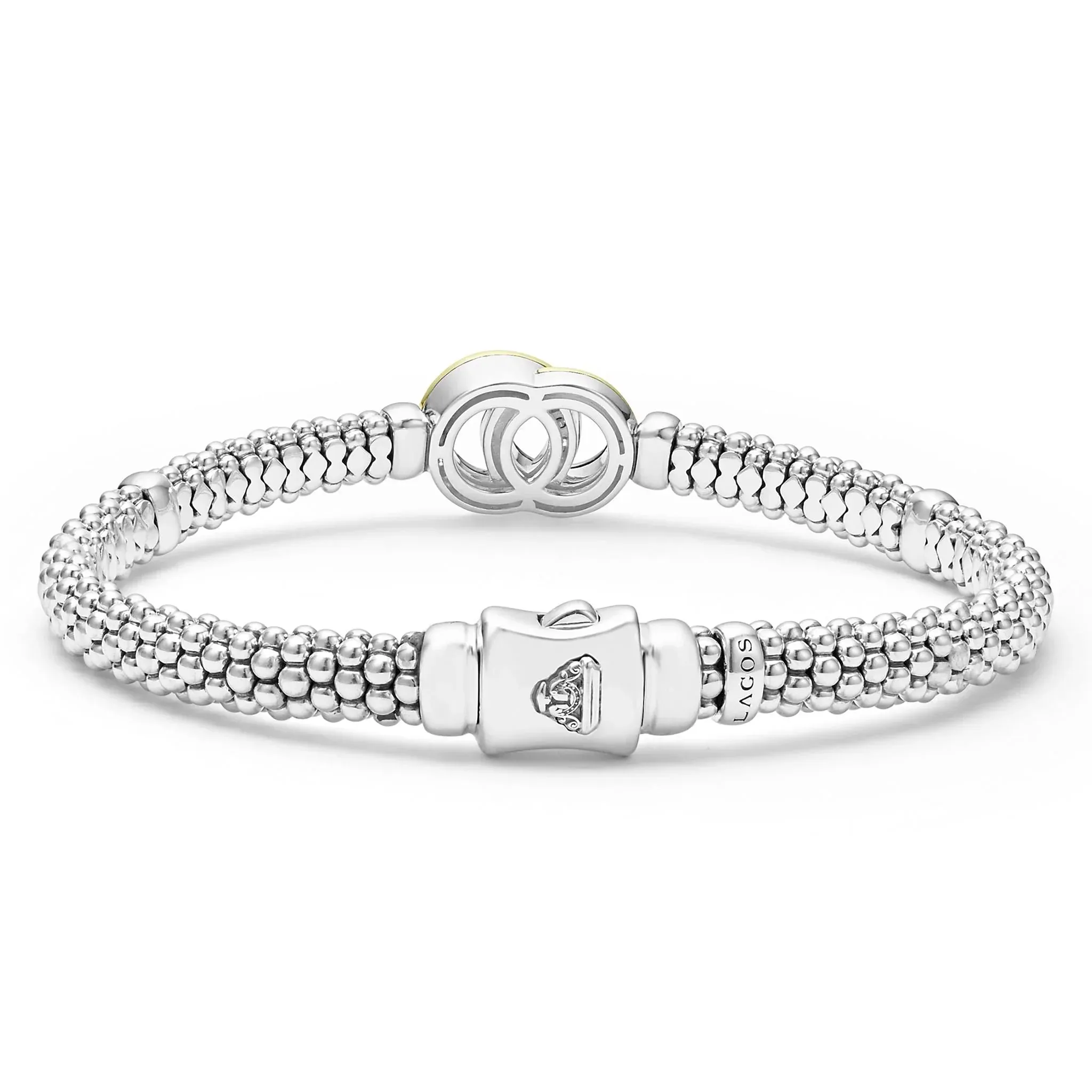 Two-Tone Interlocking Diamond Caviar Bracelet | 6mm