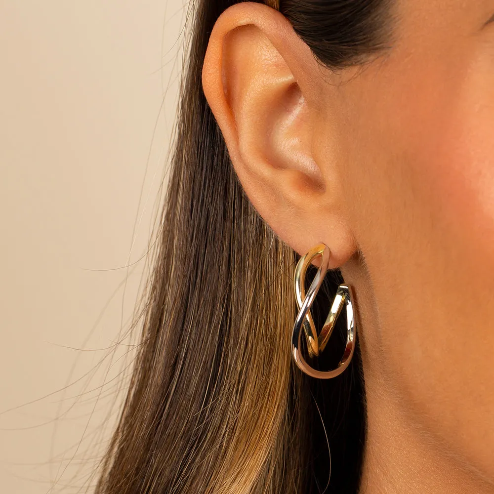 Two Tone Squiggly Hoop Earring