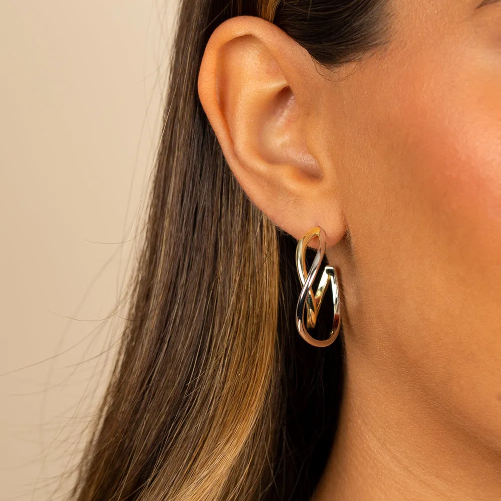 Two Tone Squiggly Hoop Earring