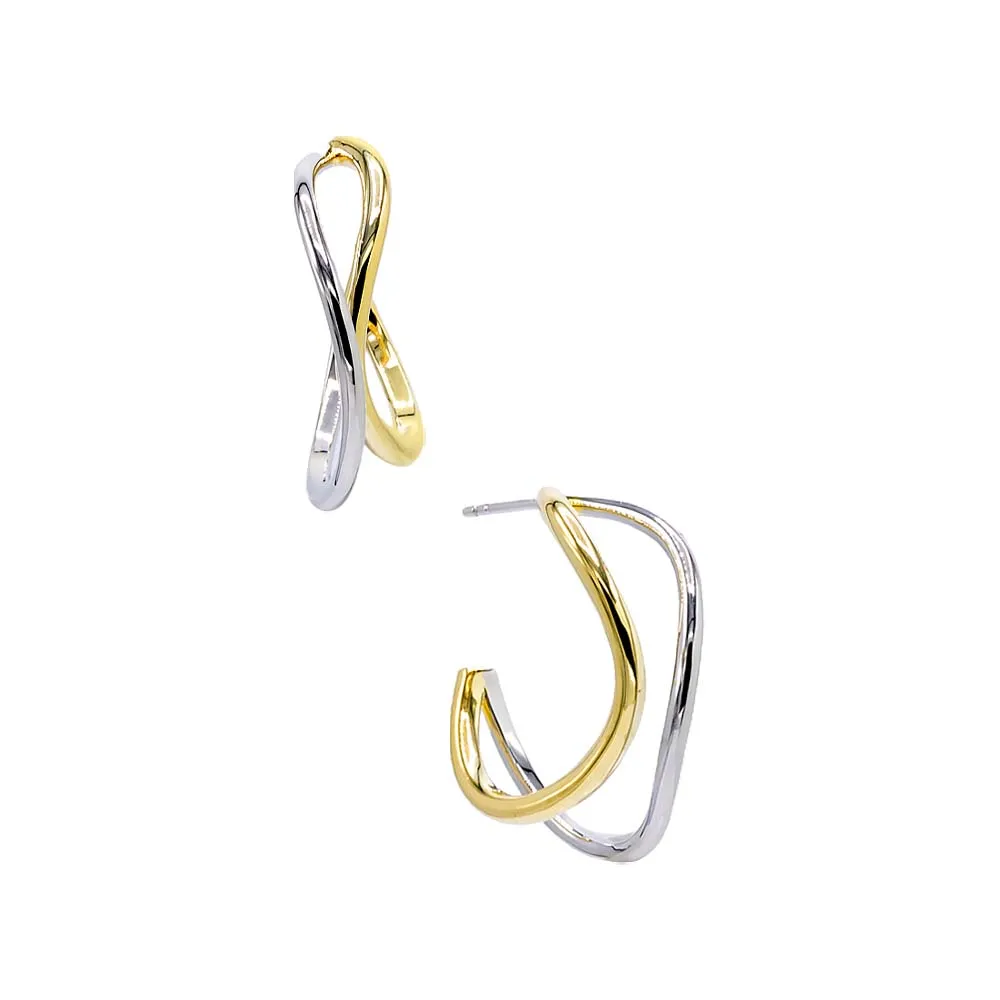 Two Tone Squiggly Hoop Earring