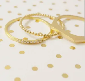 Ultra thin 14k gold ring set, delicate gold ring set for women, gold stacking rings, gold baubble ring, thin gold stackable rings