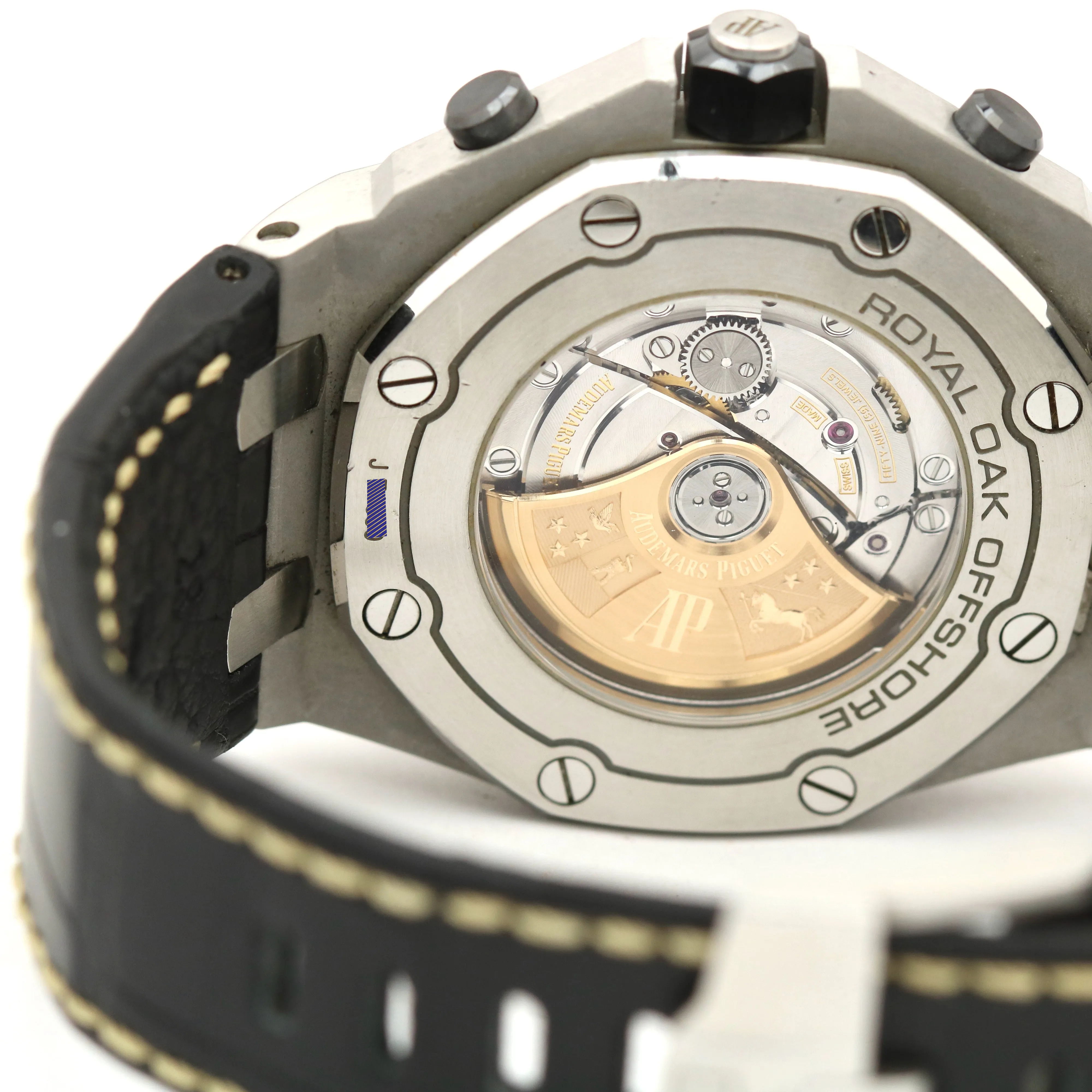 UNPOL. Audemars Piguet Royal Oak Offshore Black Leather 42mm Steel 26470ST Watch