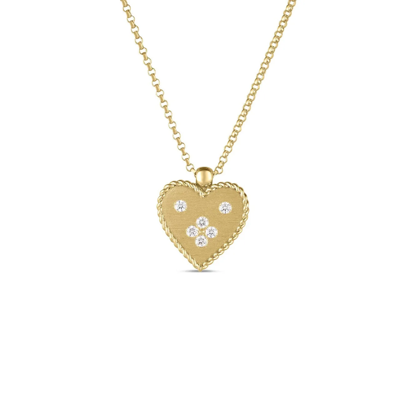 Venetian Princess 18K Yellow Gold Diamond Heart Small Medallion Pendant Necklace