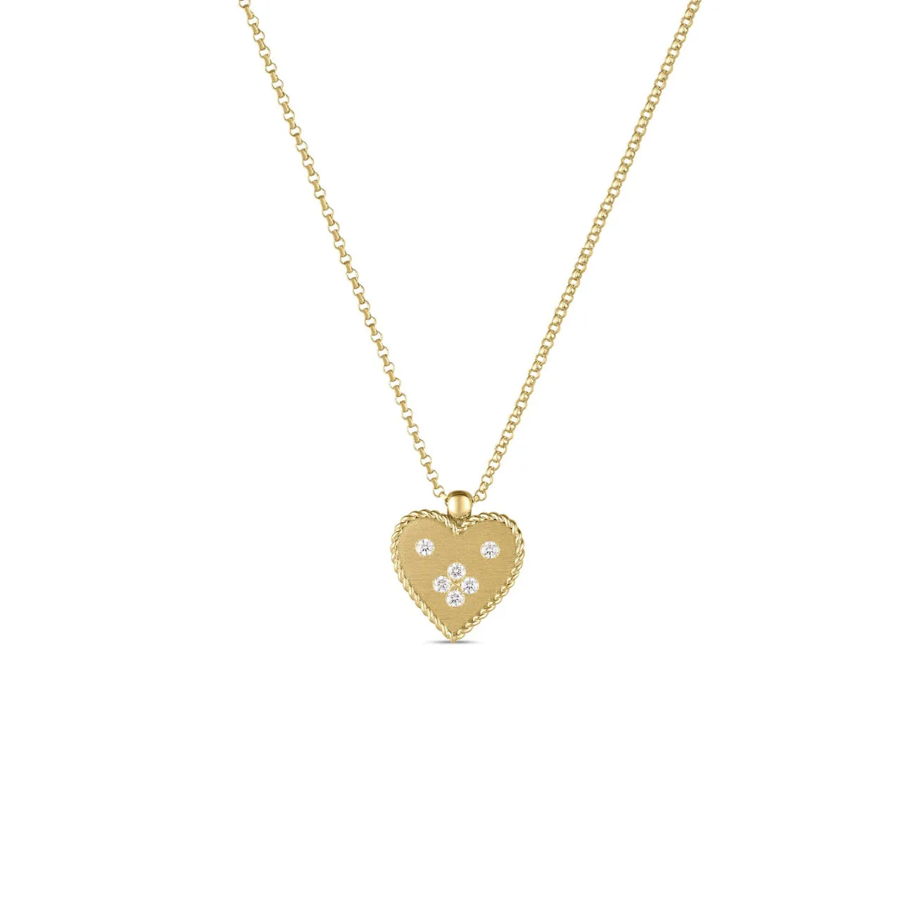 Venetian Princess 18K Yellow Gold Diamond Heart Small Medallion Pendant Necklace