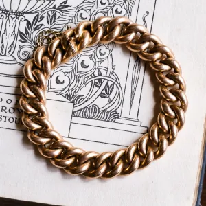 Victorian 15k Gold Chunky Curb Link Bracelet