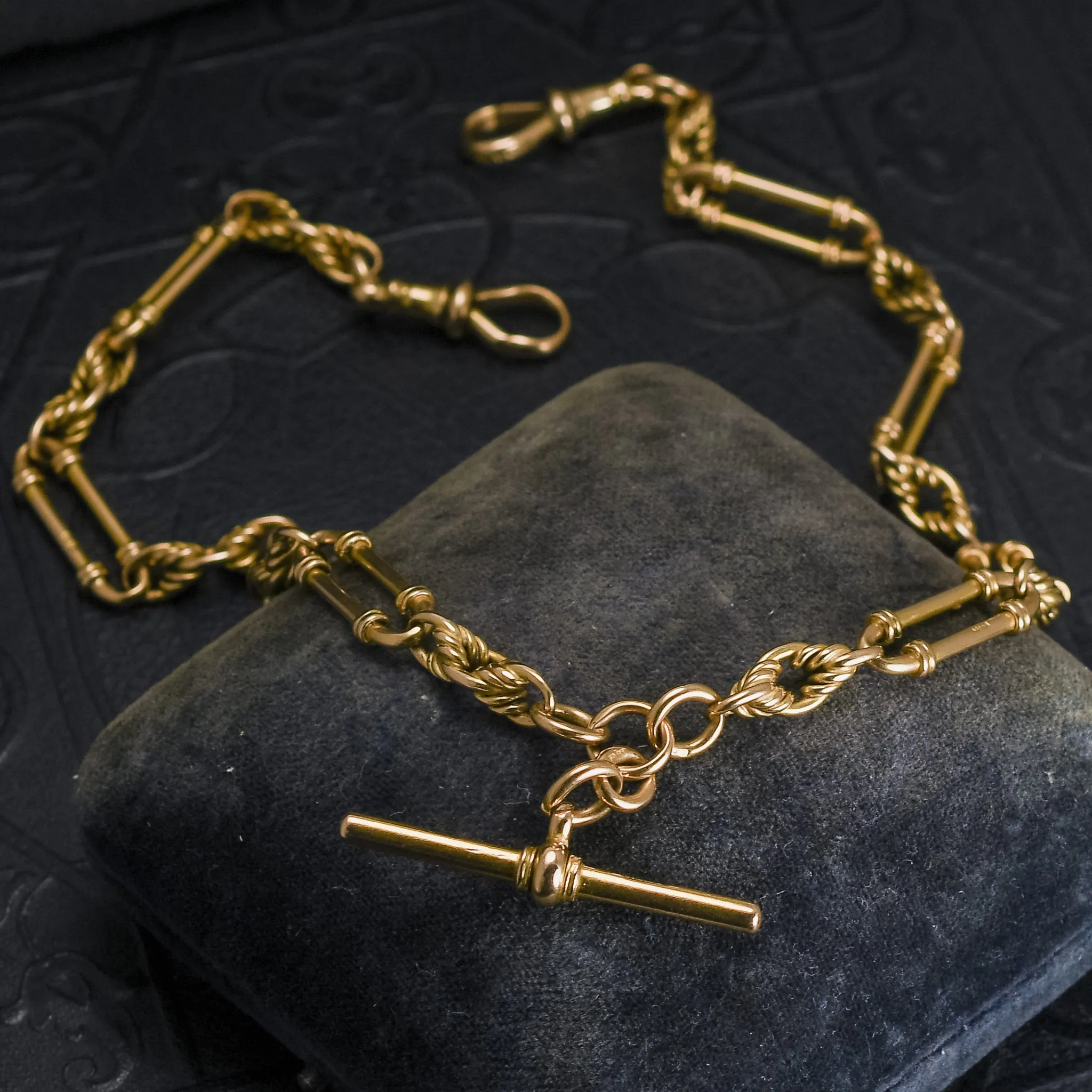 Victorian 18k Gold Fancy Link Double Albert Chain