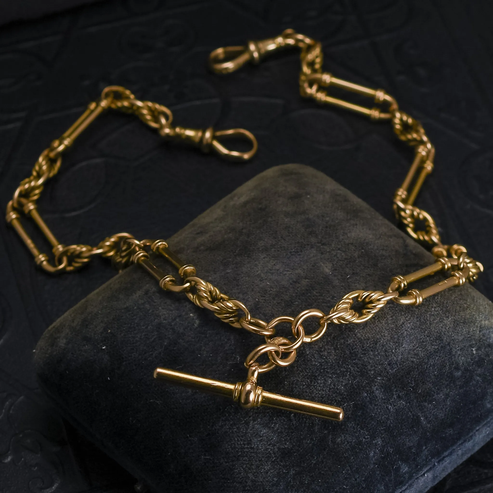 Victorian 18k Gold Fancy Link Double Albert Chain