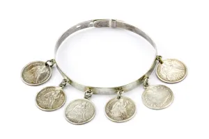 Victorian American Silver Love Token Dimes Bracelet c.1880's