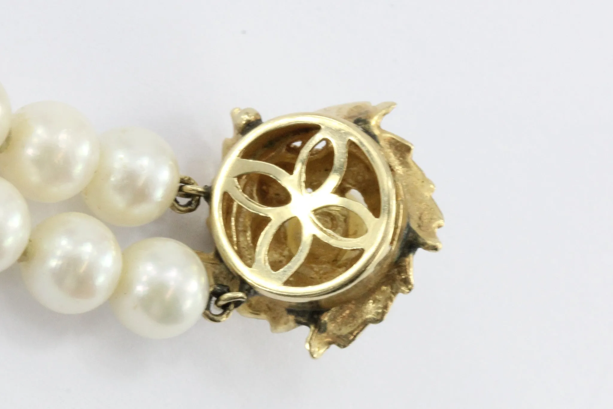 Vintage 14K Gold Double Pearl Strand Bracelet