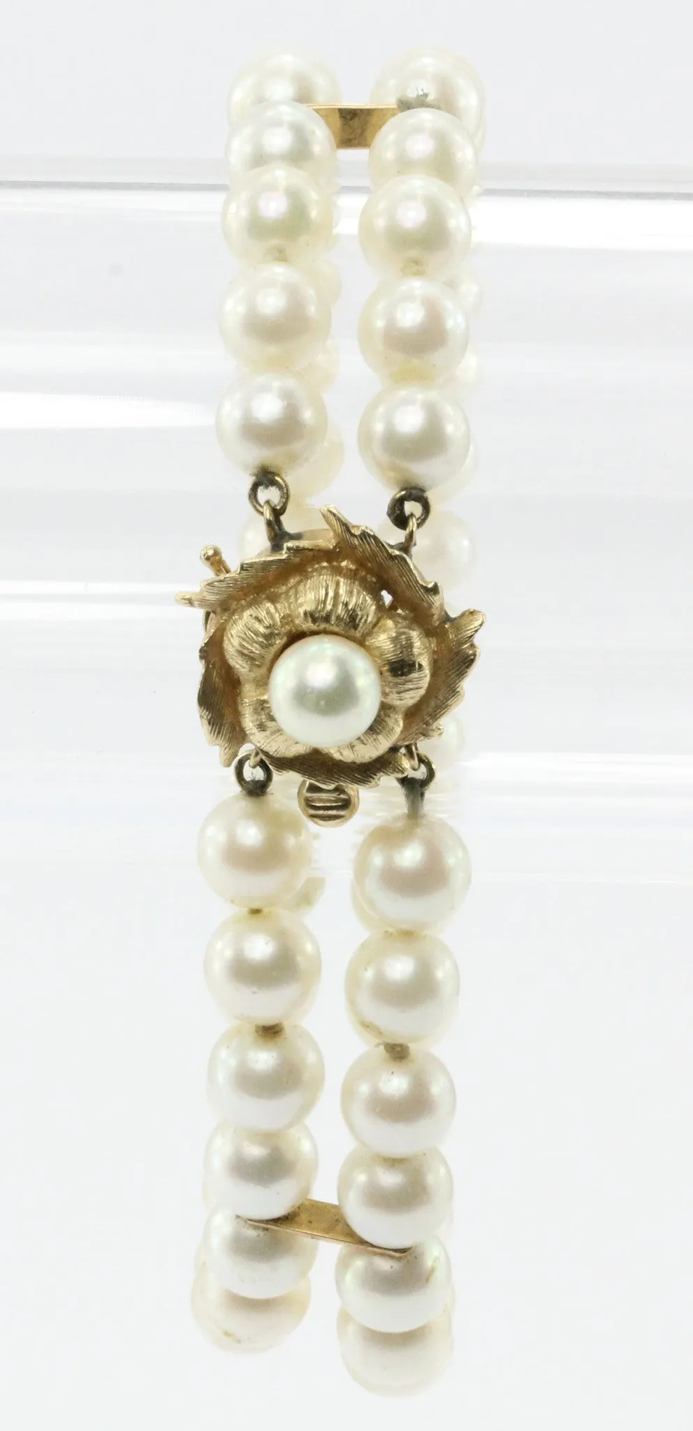 Vintage 14K Gold Double Pearl Strand Bracelet