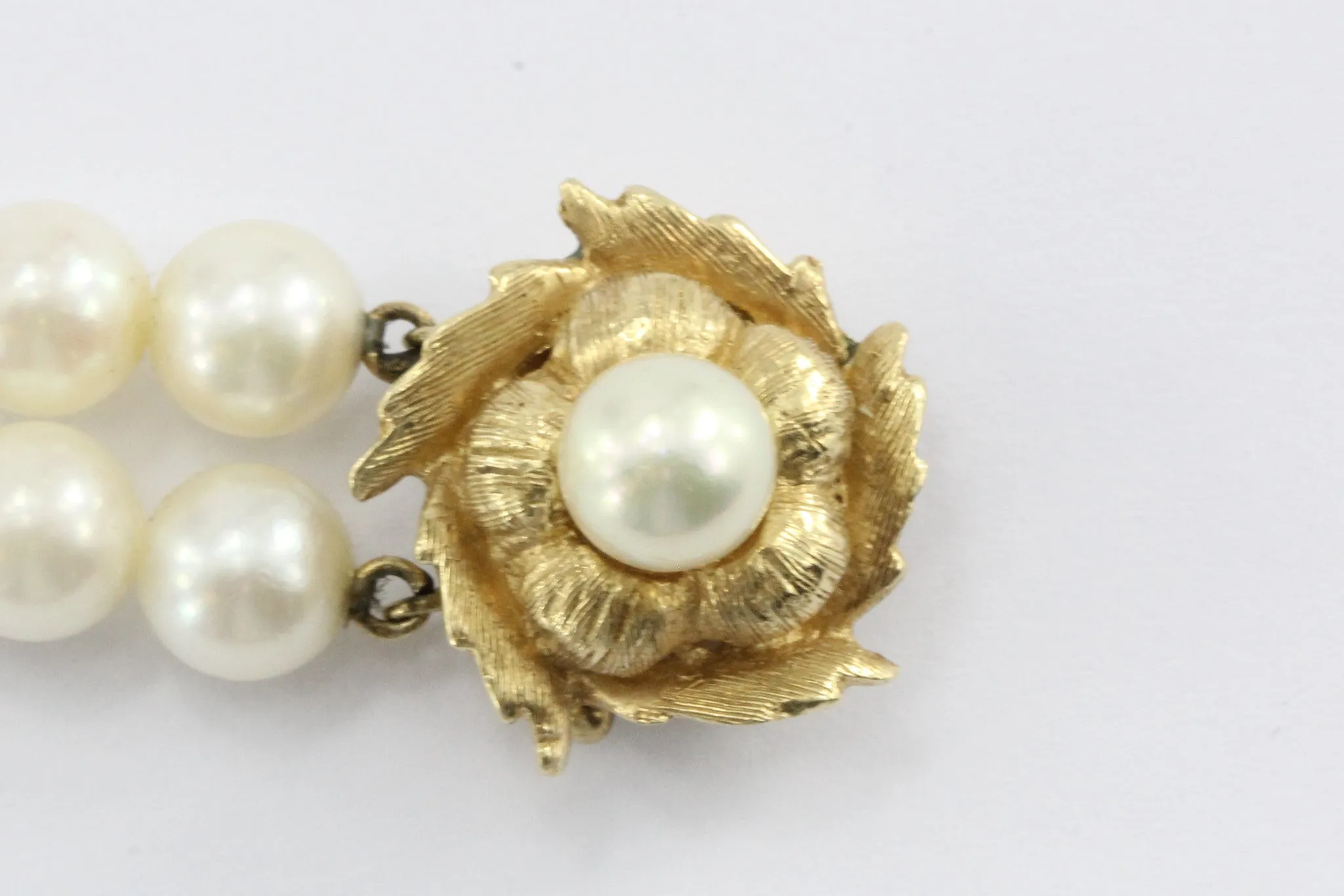 Vintage 14K Gold Double Pearl Strand Bracelet