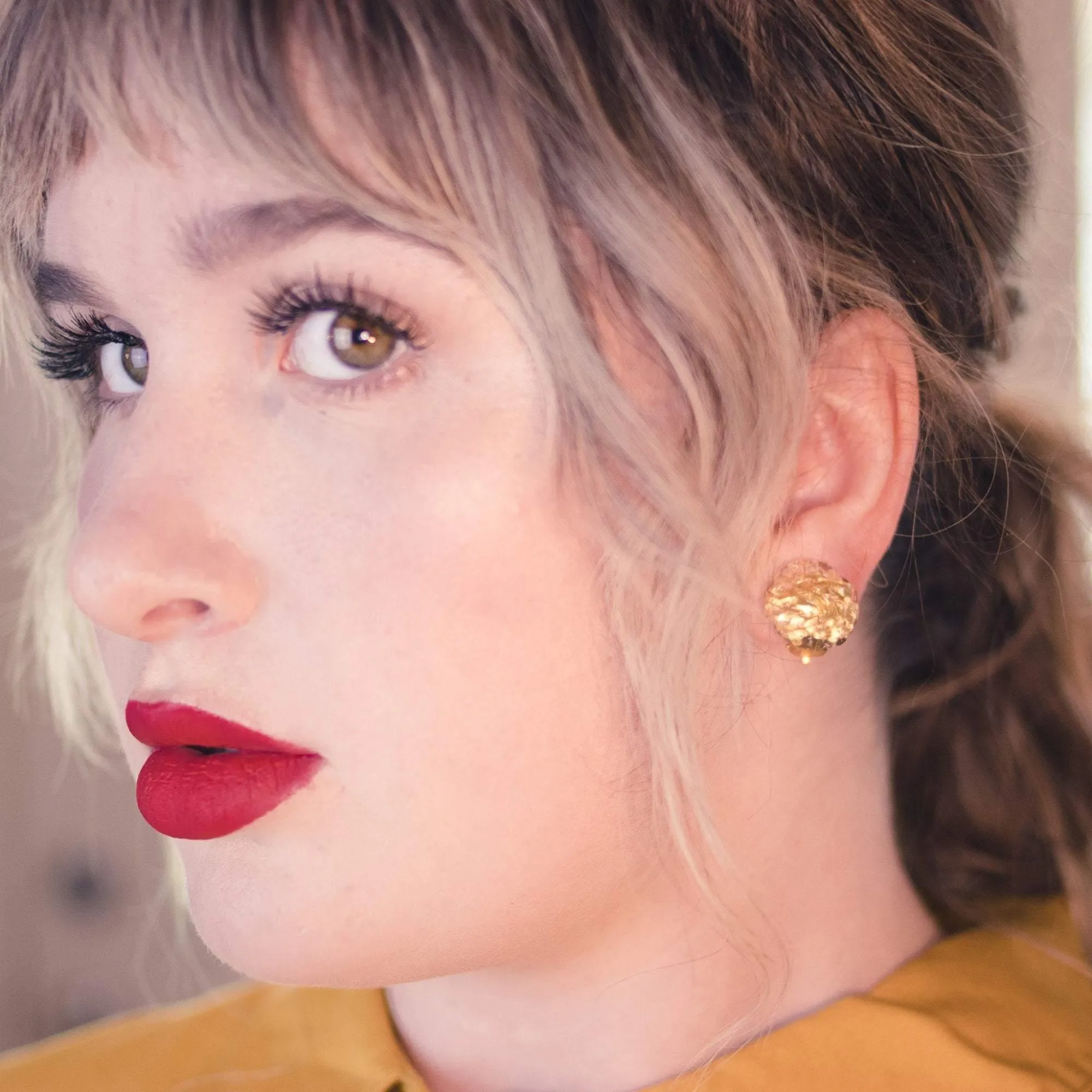 Vintage 1940s Gold Venetian Glass Earrings