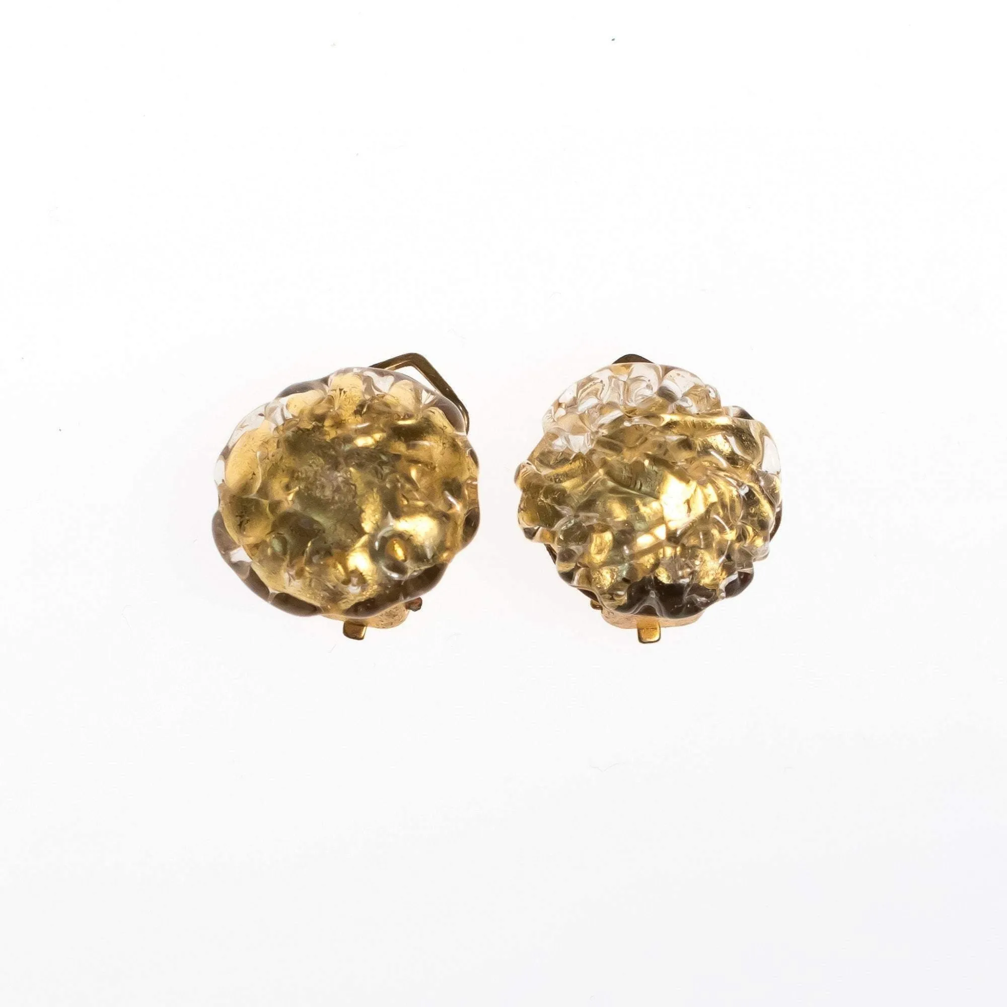 Vintage 1940s Gold Venetian Glass Earrings