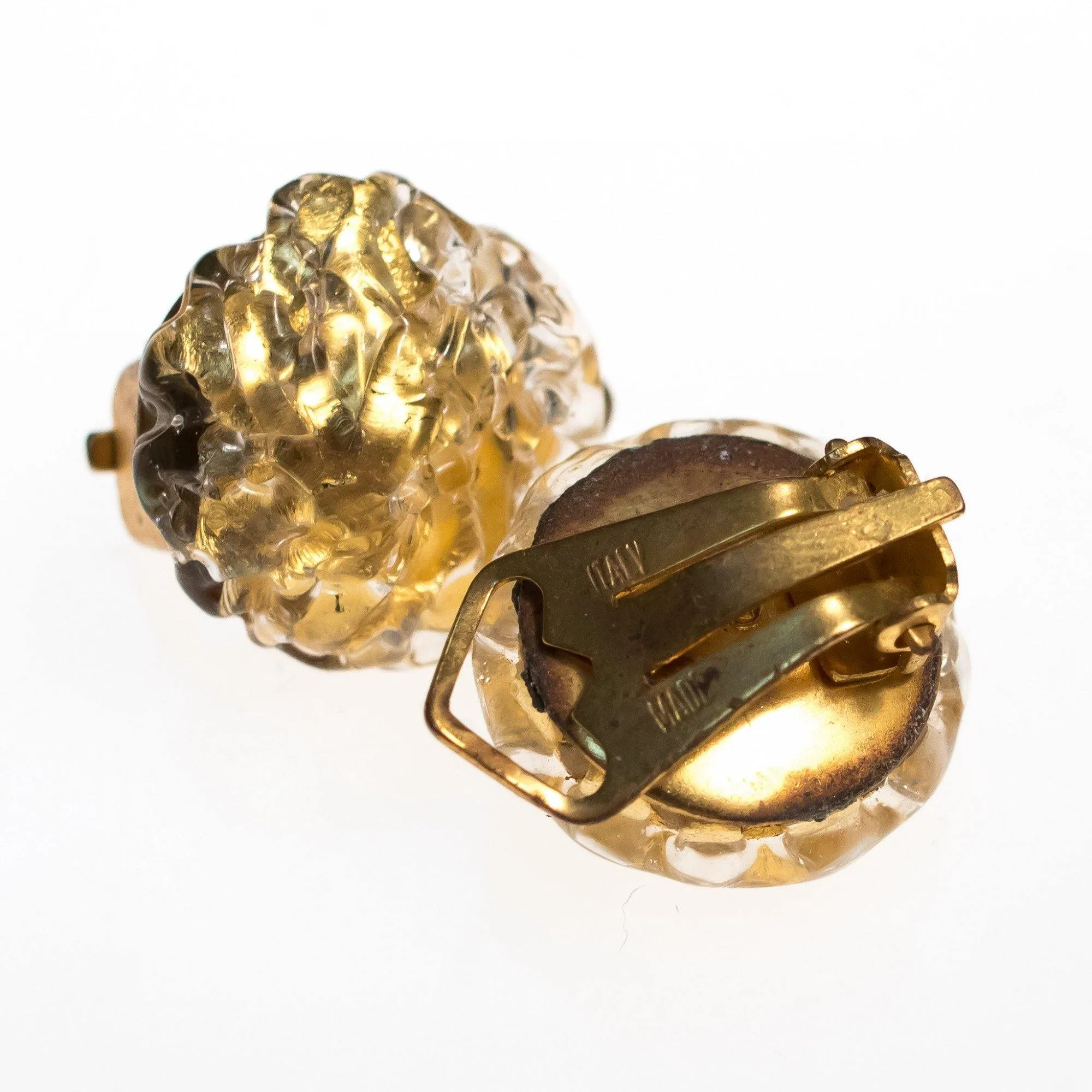 Vintage 1940s Gold Venetian Glass Earrings