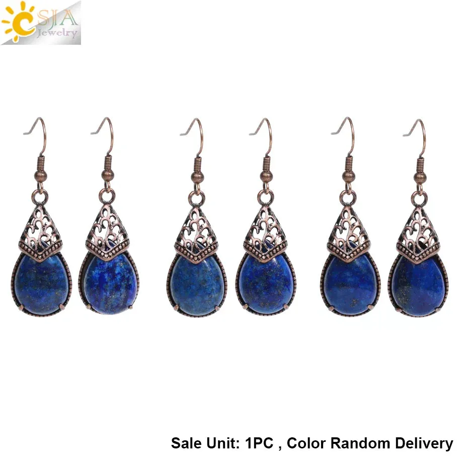 Vintage CSJA Women's Tiger Eye Dangle Earrings