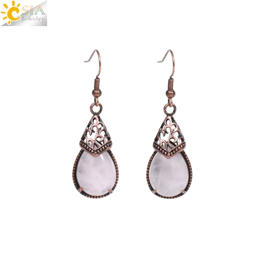 Vintage CSJA Women's Tiger Eye Dangle Earrings