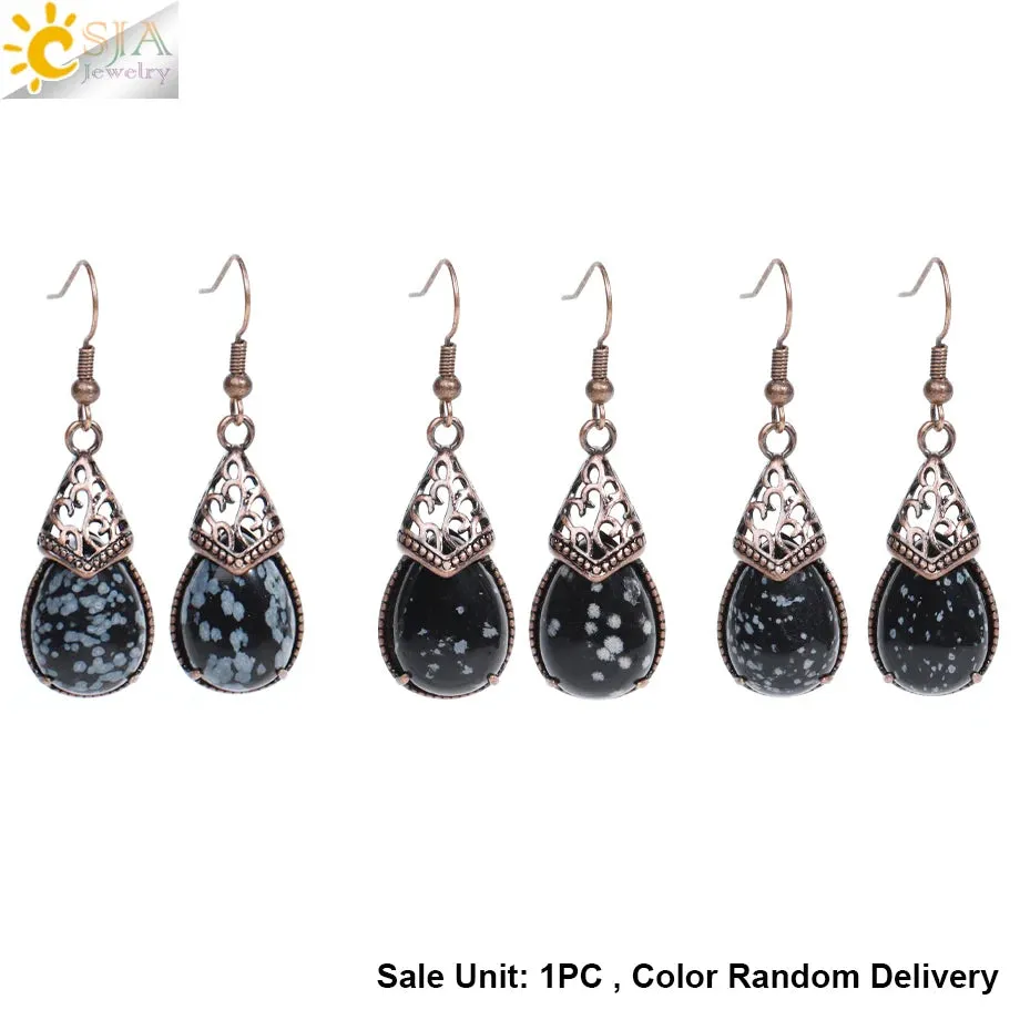 Vintage CSJA Women's Tiger Eye Dangle Earrings