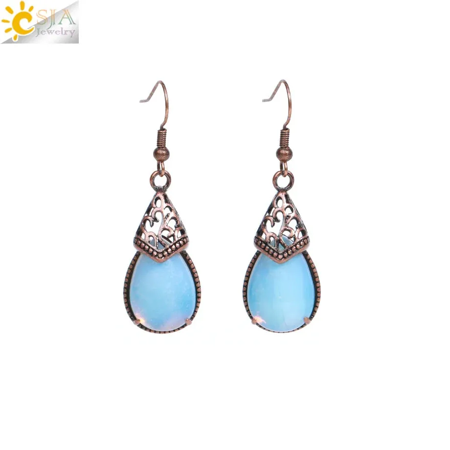 Vintage CSJA Women's Tiger Eye Dangle Earrings