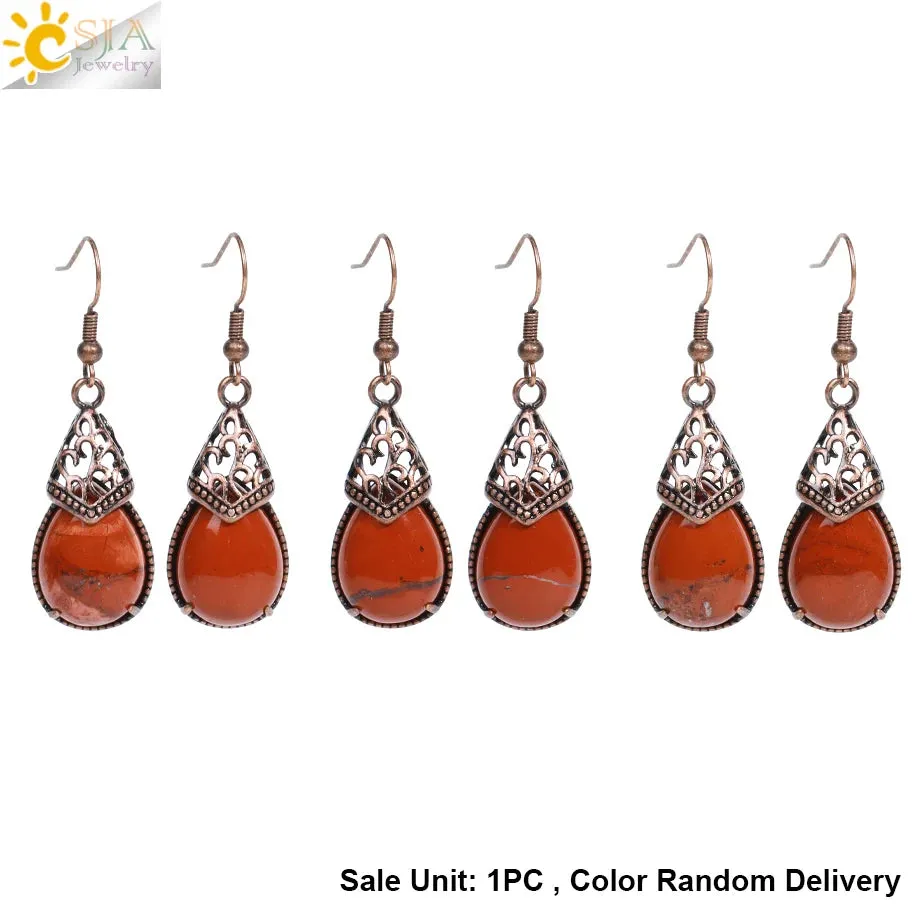 Vintage CSJA Women's Tiger Eye Dangle Earrings