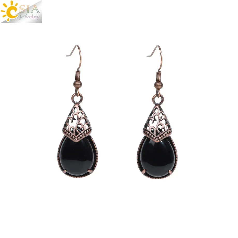 Vintage CSJA Women's Tiger Eye Dangle Earrings