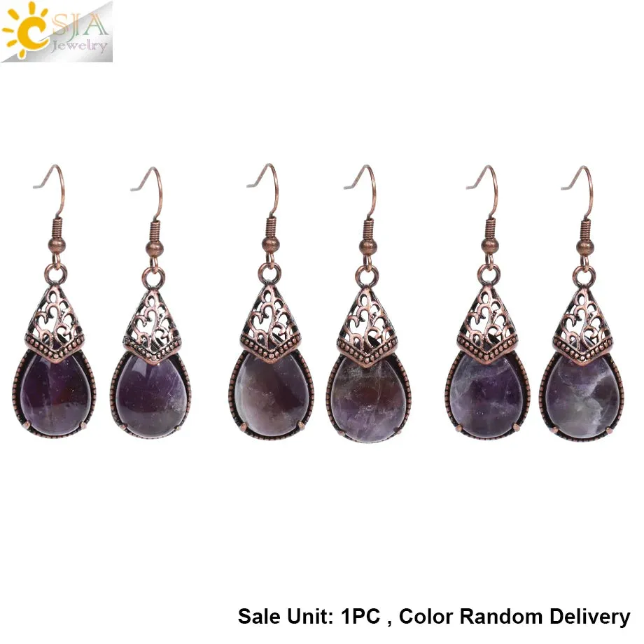Vintage CSJA Women's Tiger Eye Dangle Earrings