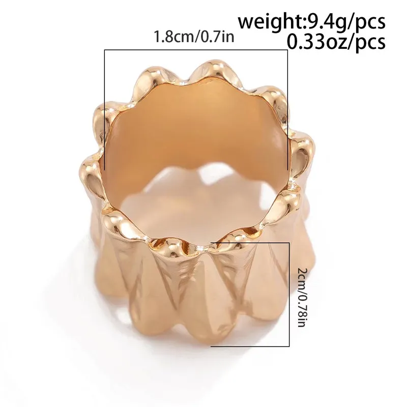 Vintage Geometric Wave Chunky Rings for Lady