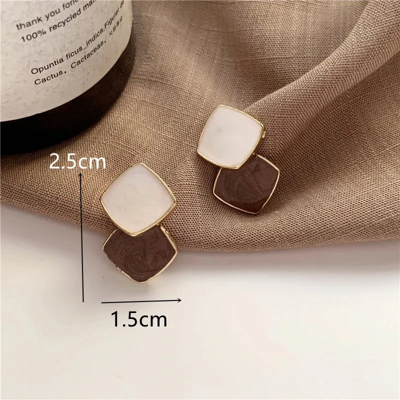 Vintage Gold Circle Stud Earrings Women
