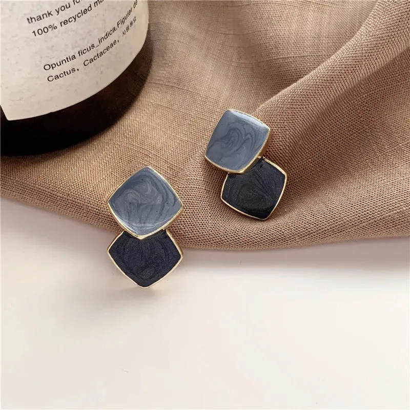 Vintage Gold Circle Stud Earrings Women