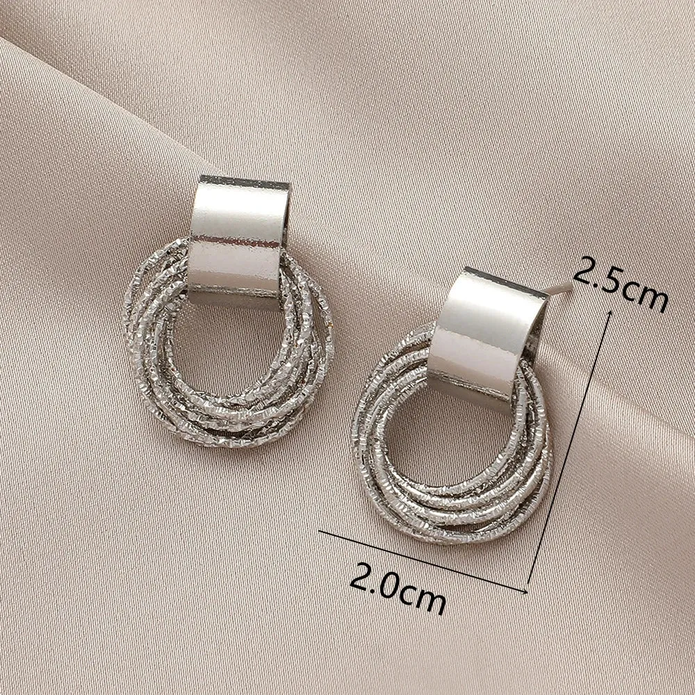 Vintage Gold Circle Stud Earrings Women