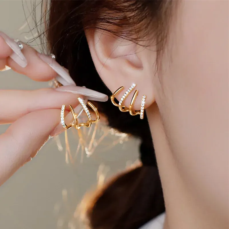 Vintage Gold Circle Stud Earrings Women