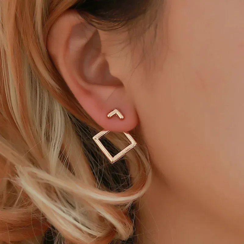 Vintage Gold Circle Stud Earrings Women