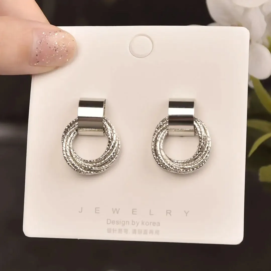 Vintage Gold Circle Stud Earrings Women
