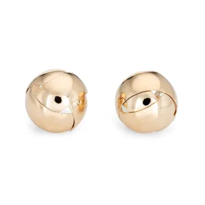Vintage Large Round Orb Earrings 14k Yellow Gold Estate Fine Jewelry Braided